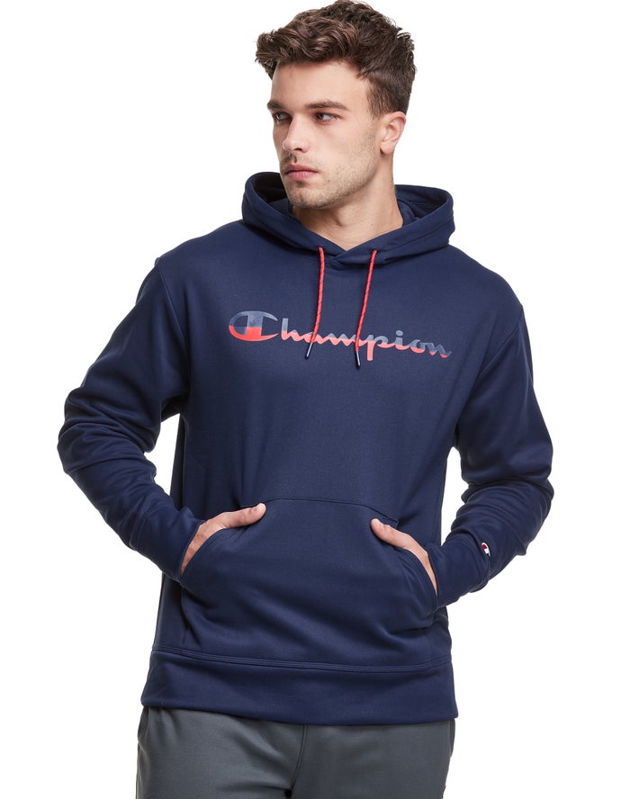 Champion Game Day Script Logo Erkek Kapşonlu Sweatshirt Lacivert ( WGHLJS510 )